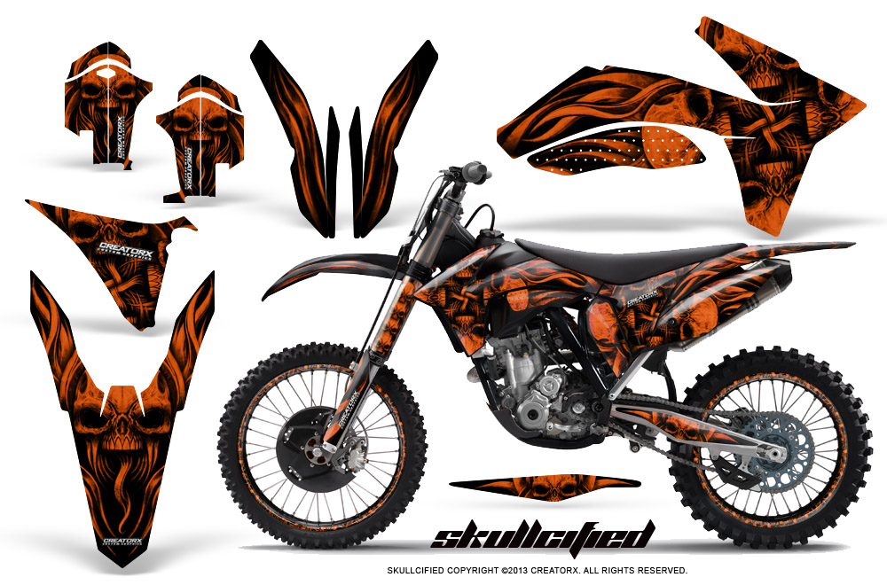 KTM C7 2011 SX-F Graphics Kit Skullcified Orange BB NP Rims